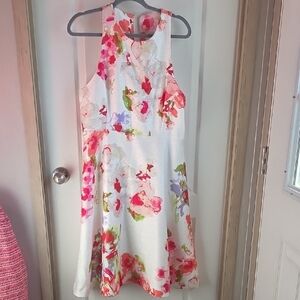 Source Unknown Floral Sleeveless Dress - White and Pink